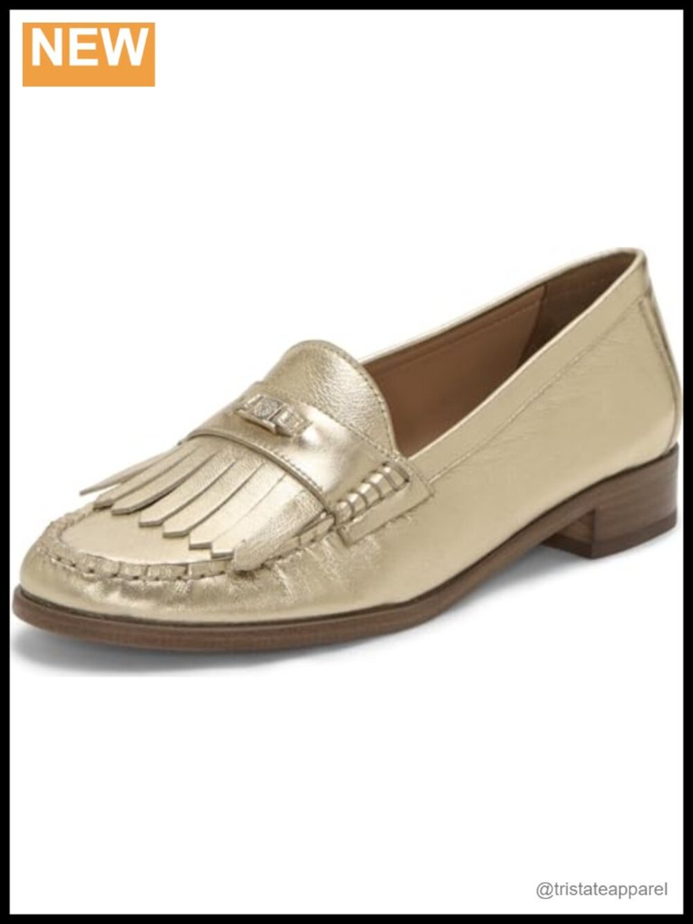 Vince Camuto Cosette Penny Loafers Leather Upper Stacked Heel Almond Toe Slip-On